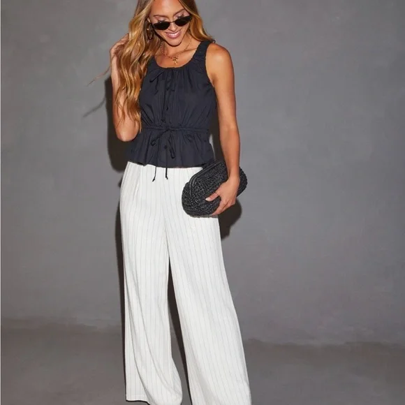 VICI-NWOT-Deanna Sleeveless PeplumTie Front Top - Picture 10 of 14